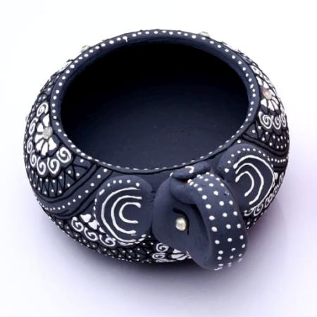 Washable Terracotta Modern Elephant Diya Tealight T-Light Holder - Grey